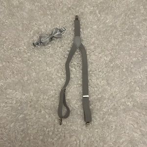 Gray Toddler Suspenders with Bow tie